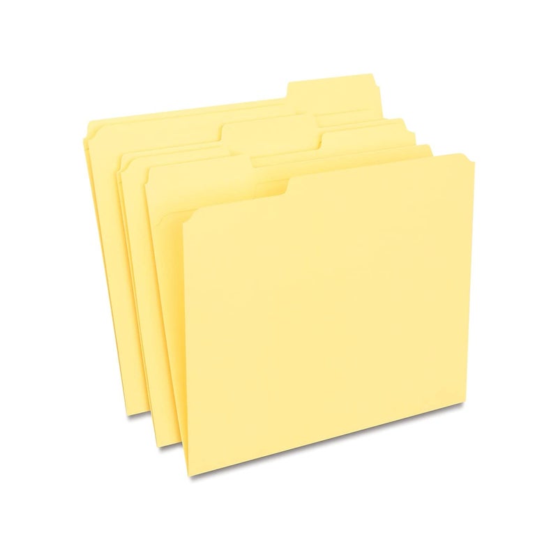 Staples 508903 File Folders W/ Reinforced Tabs Letter 3 Tab Yellow 100/Box - Image 1